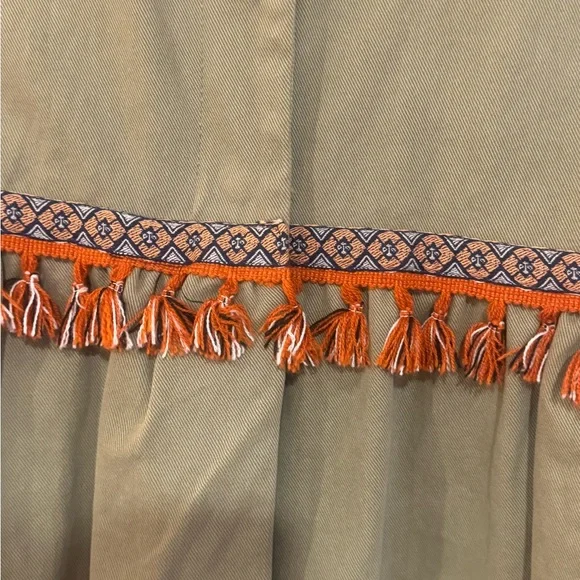 ZARA BASIC DEPT DENIM EUC Z1975 OLIVE GREEN TASSELS JACKET SIZE XS - Picture 8 of 9